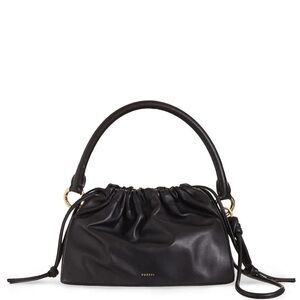 Yuzefi Bom Leather Bag -Black Leather Drawstring Top-Handle Bag